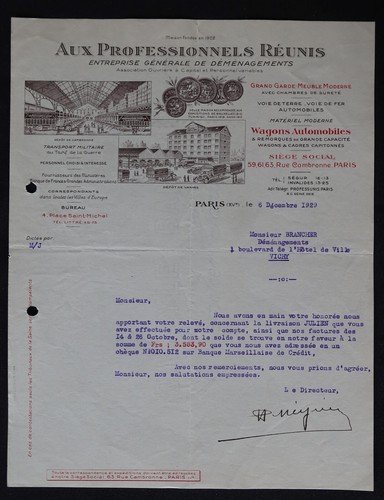 Facture 1929 paris aux - facture,